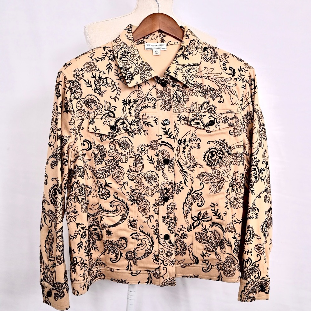 St. John Sport Paisley Embroidered Button Jacket